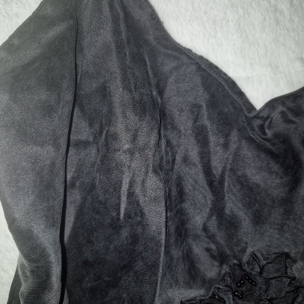 Victoria’s Secret Black Chiffon Floral Slip Chemise – Small, Romantic Y2K Linger - Picture 6 of 9